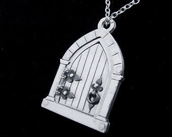 Sterling Silver Door Locket - Miniature Fairytale Portal Necklace - CELLAR DOOR