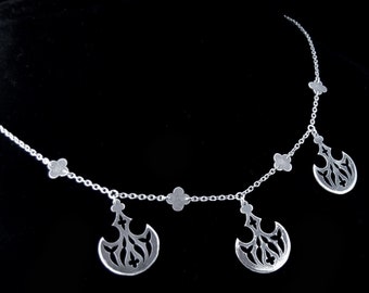 Sterling Silver Scythe Choker Necklace - Medieval Gothic Crescent Axe Chain - PIT PENDULUM