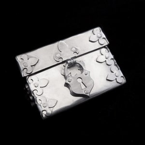 Sterling Silver Personalised Initial Ring Box with Shield Padlock Fleur de Lis TREASURE CHEST image 1