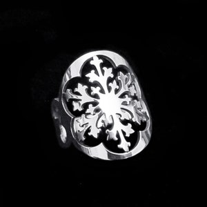 Grande bague en argent sterling flocon de neige - Cercle de boules à neige hiver - FALLING SNOW