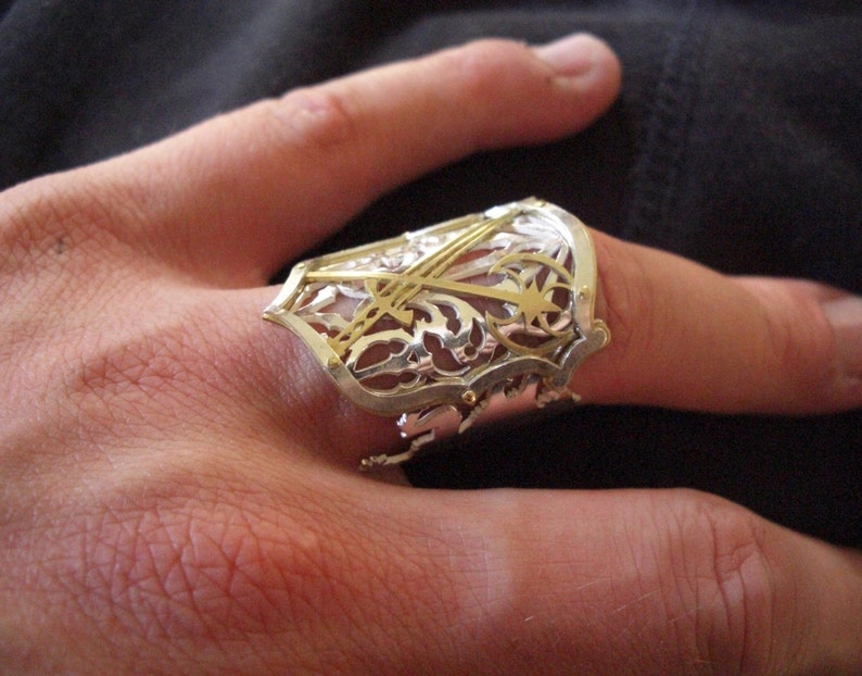 Mens Medieval Shield Armor Ring Sterling Silver Gothic Fleur | Etsy