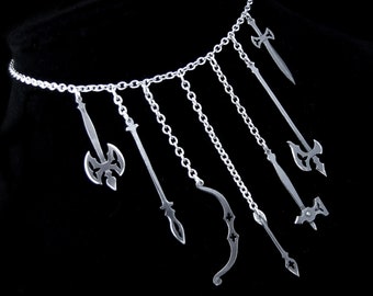 Sterling Silver Gothic Weaponry Choker - Medieval Statement Necklace - THE ARSENAL