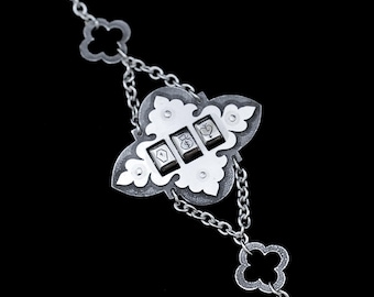 Sterling Silver Fidget Bracelet - Victorian Mechanical Chain - FORTUNE TELLER
