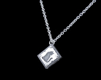 Sterling Silver Miniature Book Necklace - Personalised Tiny Letter or Symbol Pendant - COVER STORY