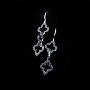 Sterling Silver Chain Earrings - Gothic Quatrefoil Link - BALISTRARIAS