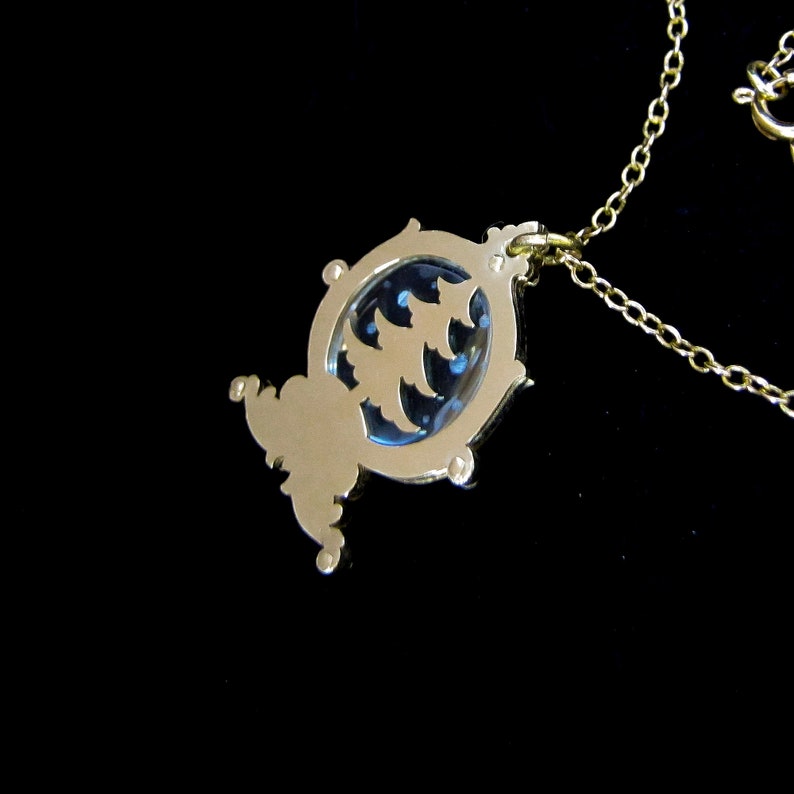 Sterling Silver or Gold Brass Snow Globe Necklace Festive Tree or Castle Pendant image 5