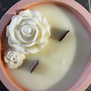 handmade container and scented candle with wood crackling wick, multiple  colors