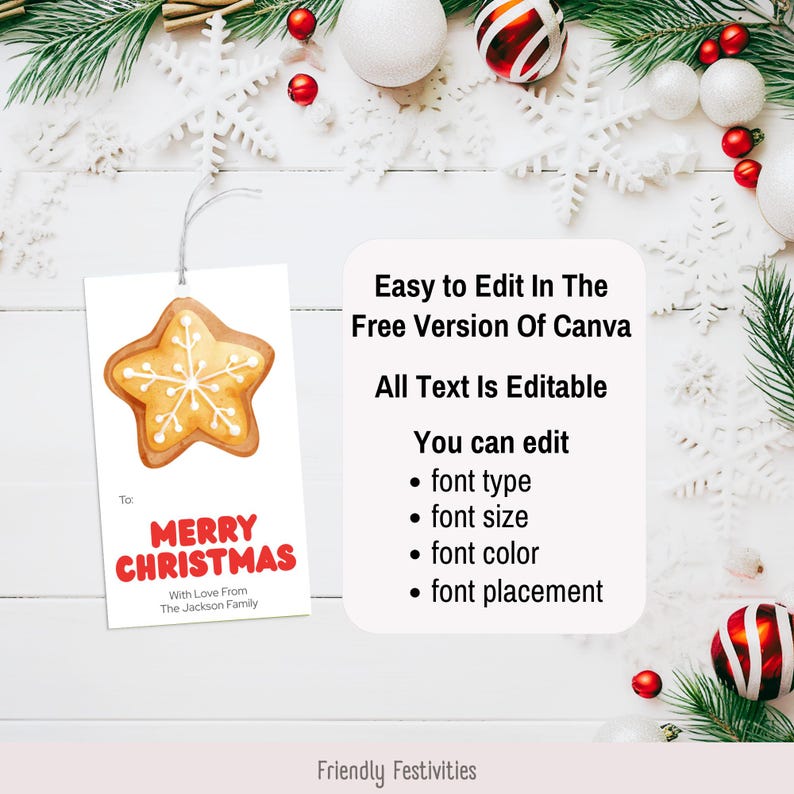 Editable Gingerbread Cookies Gift Tags, Gingerbread People Favor Tag ...