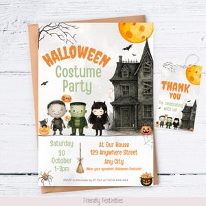 Halloween Costume Party Invitation, Halloween Party Editable Invitation Template, Trick or Treat Party, Halloween Invitation, Canva