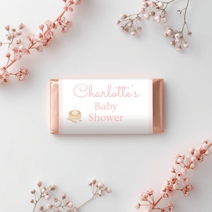 Little Dumpling Baby Shower Chocolate Wrapper, Pink Dim Sum Candy Bar Label, Editable Canva Template, Kawaii Girl Party Favor, FF019