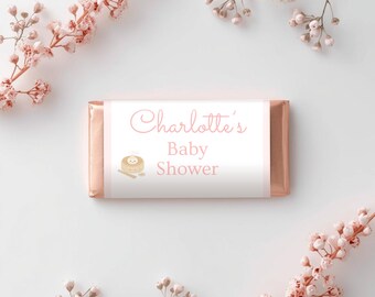 Little Dumpling Baby Shower Chocolate Wrapper, Pink Dim Sum Candy Bar Label, Editable Canva Template, Kawaii Girl Party Favor, FF019