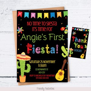 No Time to Siesta Fiesta Birthday Party Invitation, Fiesta Theme Invitation, Mexican Theme Invitation, Cinco De Mayo, Canva Template