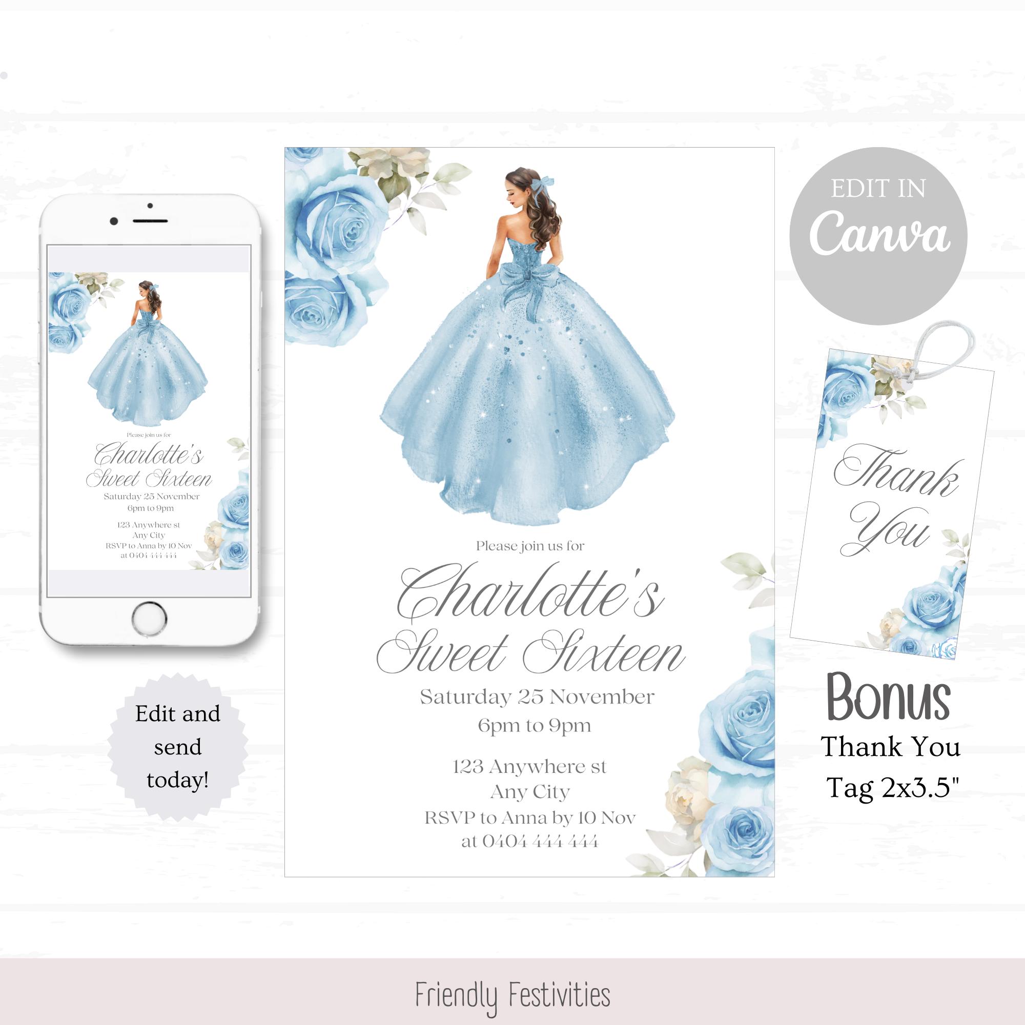 Light Blue Sweet 16 Dress for Girls - Etsy