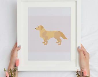 Golden Retriever Cross Stitch, Easy Cross Stitch, Dog Cross Stitch, Cross Stitch for Beginners, DIY Decor (PDF Pattern)