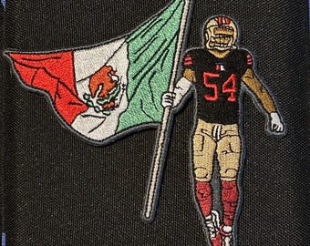 Parche de la bandera de México Fred Warner n.° 54 / Edición limitada de ropa de calle de los 49ers