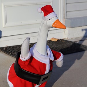 Adult Porch Goose Santa Outfit: Flannel Coat, Hat, Posable Wings