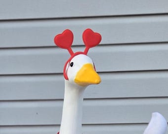3&quot; Porch Goose or 2-pack of 1&quot; Desk Goose Heart Headband | Headband Only | 3d Printed from PLA Filament | (goose not included)
