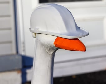 3D Printed Goose Hard Hat, Hi-Viz Yellow, Desk & Porch Decor, Eco-Friendly