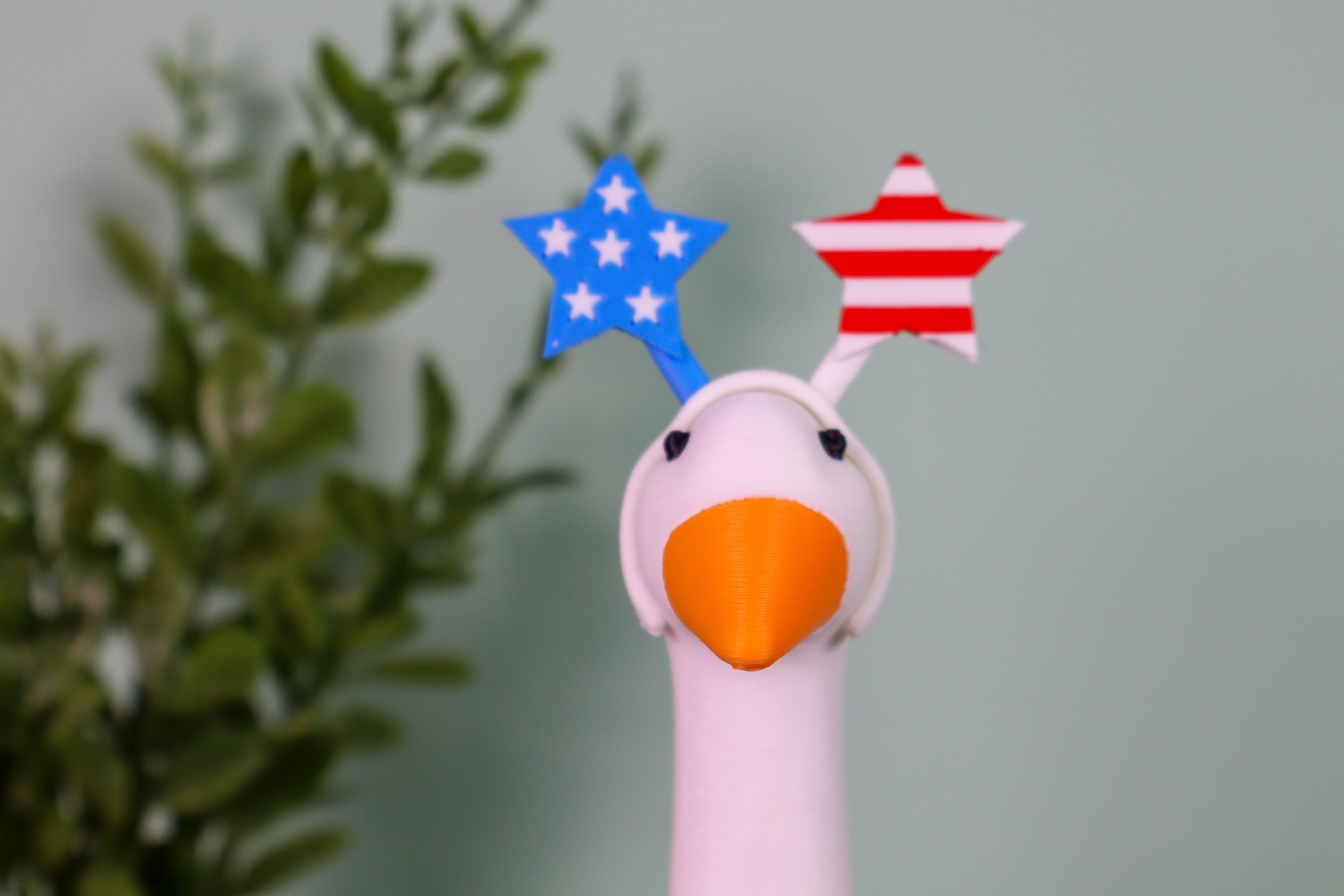 3d Printed Flag Headband for Porch Goose & Desk Goose | Headband Only | (goose not included)  four sizes, 1in(S), 1.5in(M), 3in(L) 3.5(XL)