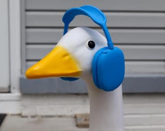 Headphones for Goose, Blue, 3D Printed, Porch & Desk Decor, Eco-Friendly