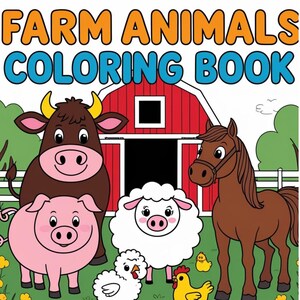 Animales de granja para colorear, regalos de verano, regalos para niños, colorear niños