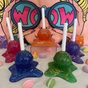 Large Resin Melted Lollipops - Pop Art Sculpture - Rainbow Glitter Melted Lollipops - Resin Art - Food Decor - Home Décor