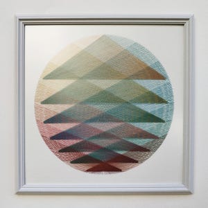 Montagne, Dipinti cuciti a mano, Arte astratta, Arte murale verticale, Regalo, Interni, Arcobaleno