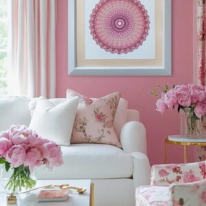 Magia rosa, Pittura cucita a mano, Arte astratta, Arte murale, Regalo, Interni, viola