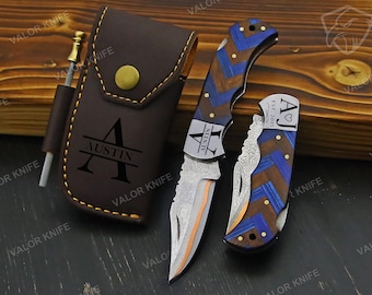 Handgemaakt koperen damascus staal zakmes zakmes koperen jubileum huwelijkscadeau aangepaste stalknecht cadeau gepersonaliseerd cadeau voor mannen