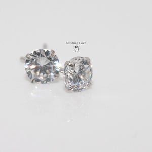 Birthday gift Diamond style stud earrings, April birthstone earrings, 925 silver earrings, birthday gift earrings, earrings gift for her