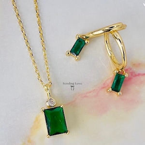 Emerald Jewelry Set Gift for Her Special Occasion Emerald Necklace Earrings, Mothers day gift Wife Girlfriend Sister Bridal Party Wedding