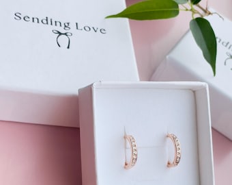 Hoop earrings, rose gold earrings, rose gold hoop earrings, gold hoop earrings, diamond earrings, gifts for bridesmaids, gift for her, hoops