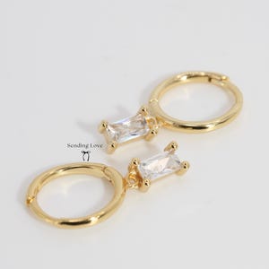 Gold huggie hoop earrings,  wedding earrings, bridesmaid earrings, gifts for her, diamond huggie hoop dangle earrings, Wedding jewellery