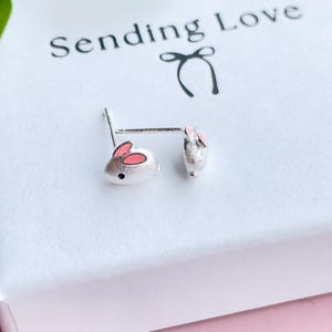 Easter gift bunny earrings, rabbit earrings, Easter bunny earrings, little girls earrings, 925 silver , Easter gifts, girls first earrings