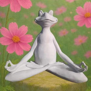 Large Meditating Frog Statue – Paintable Yoga Frog Figurine with Open Arms, DIY Resin Sculpture, Zen Garden, Garden Decoration, Yoga Gifts
