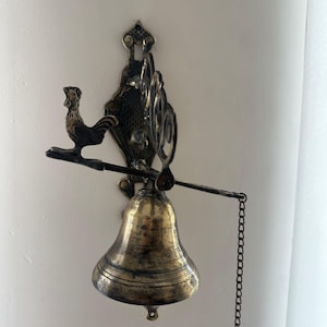 Vintage brass door bell, hanging wall door bell, wall mounted door bell, brass temple bell, rustic doorbell, front doorbell, chapel bell