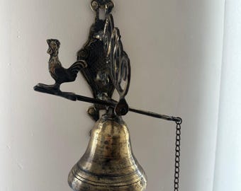 sonnette de porte en laiton vintage, sonnette de porte murale suspendue, sonnette de porte murale, cloche de temple en laiton, sonnette de porte rustique, sonnette de porte d'entrée, cloche de chapelle