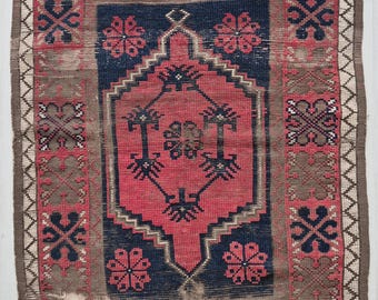 Antiker Teppich, Fragment, Handgewebter Teppich, Wolle, Anatolische, Handgemacht, Sammlerstück, 79''x43.7''