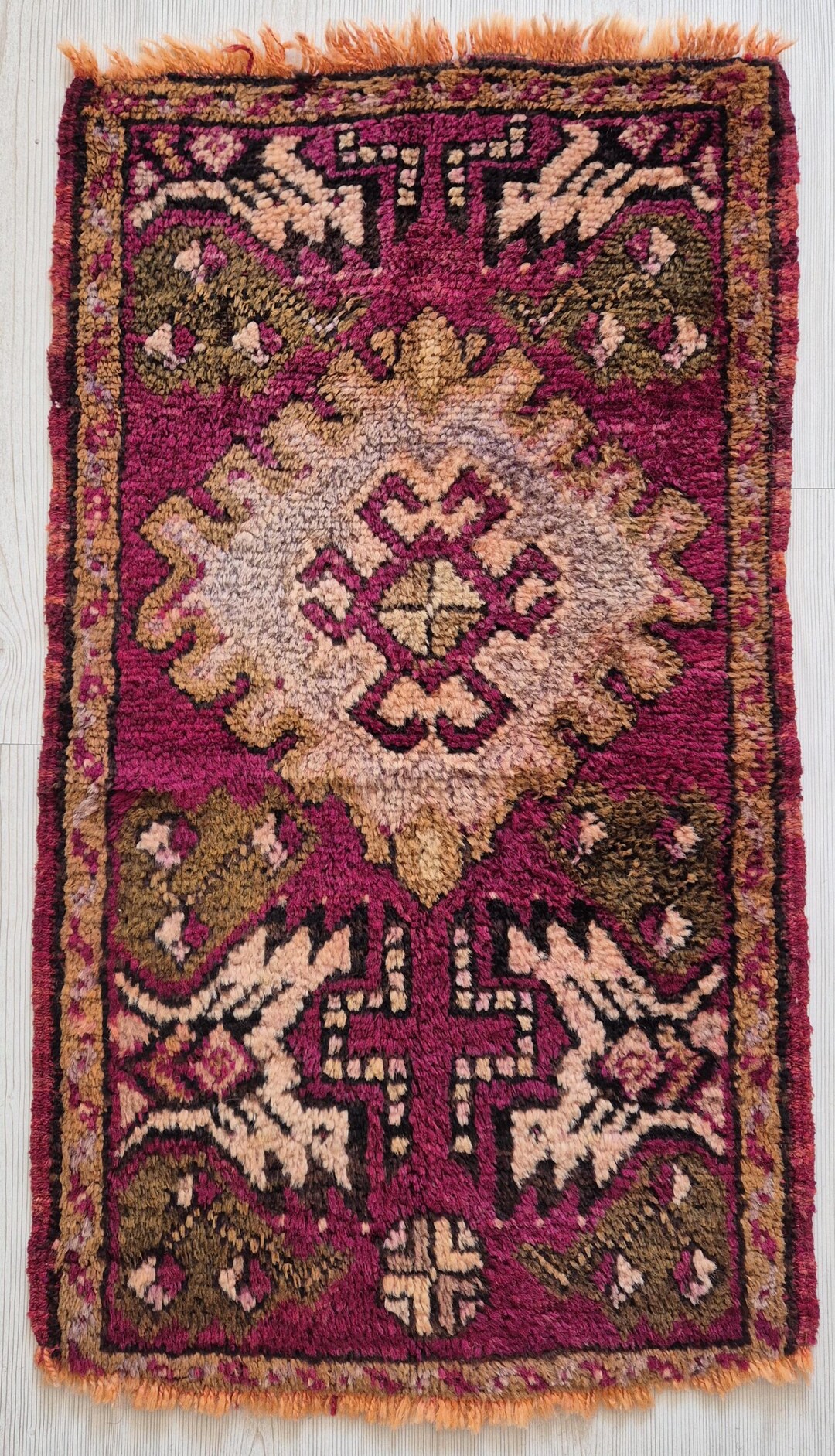 Antique Rug Pillow, Anatolian Small Carpet, Hand Woven Rug, Wool ...