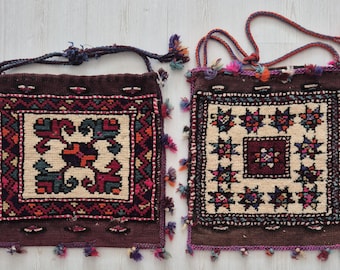 Antique Saddle Bags, Hand Woven Saddle Bag, Anatolian, Turkish Tribal Design, Wool, Handmade, Home Decor, Wall Hangings