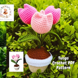 Tulip Crochet Pattern, Flower DIY Crochet Pattern, Potted Tulips Crochet, Beginner-Friendly Crochet Flowers Tutorial, Flower Crochet Pattern
