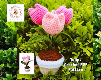 Tulip Crochet Pattern, Flower DIY Crochet Pattern, Potted Tulips Crochet, Beginner-Friendly Crochet Flowers Tutorial, Flower Crochet Pattern