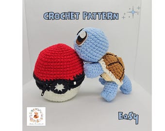 Squirtle Virkmönster PDF, nybörjarmönster, nedladdningsbart pdf-virkmönster, Squirtle amigurumi, Squirtle Mönster Amigurumi PDF