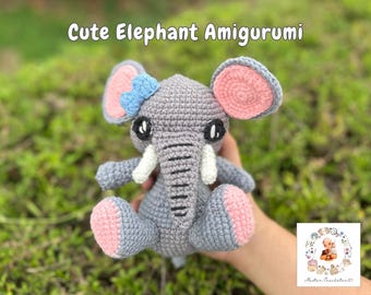 Crochet Pattern Elephant, Elephant Crochet Amigurumi, Crochet Elephant Pattern DIY, Elephant Amigurumi Pattern, amigurumi pattern elephant