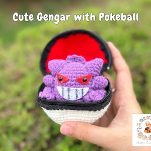 Gengar Crochet Pattern PDF, beginner pattern, downloadable pdf crochet pattern, Ectoplasma amigurum, Gengar Pattern Amigurumi PDF