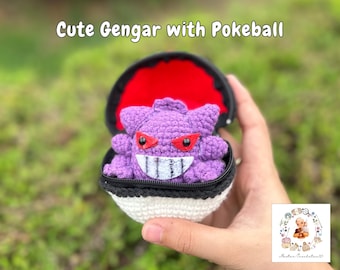 Gengar Crochet Pattern PDF, beginner pattern, downloadable pdf crochet pattern, Ectoplasma amigurum, Gengar Pattern Amigurumi PDF