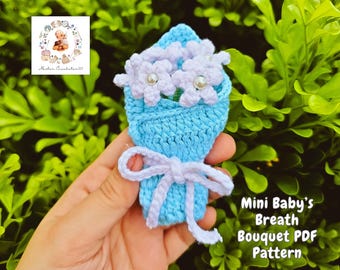 Crochet Mini Baby's Breath Bouquet Crochet Pattern, No-sew Crochet Pattern, Keychain Bouquet Crochet, Baby Breath Crochet Pattern, Crochet