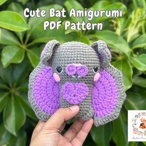 Bat crochet pattern, easy amigurumi bat pattern, crochet bat, bat amigurumi , baby bat pattern, halloween crochet pattern, easy crochet bat
