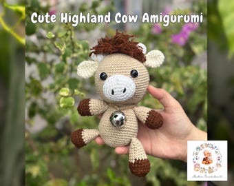 Highland Cow crochet pattern, easy amigurumi Highland Cow pattern, crochet Cow, Cow amigurumi , highland cow crochet pattern, easy crochet