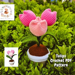 Tulip Crochet Pattern, Flower DIY Crochet Pattern, Potted Tulips Crochet, Beginner-Friendly Crochet Flowers Tutorial, Flower Crochet Pattern